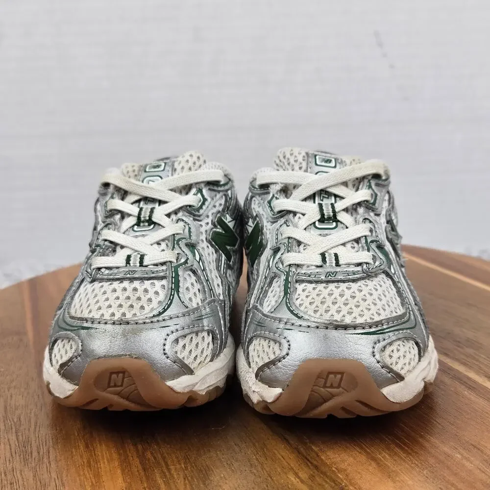 New Balance Kids 8 740 White Silver Metallic Green Casual Daily Comfort Sneaker